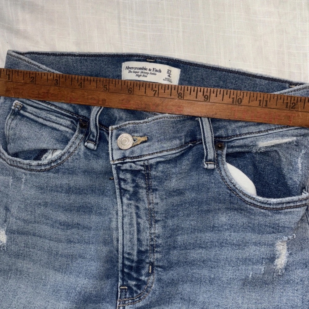 Abercrombie & fitch super skinny ankle high rise Distressed Jeans Size 27 4 R - Picture 8 of 9